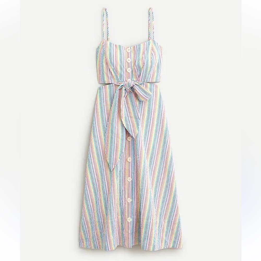 J.Crew Side Cutout Dress in Rainbow Seersucker